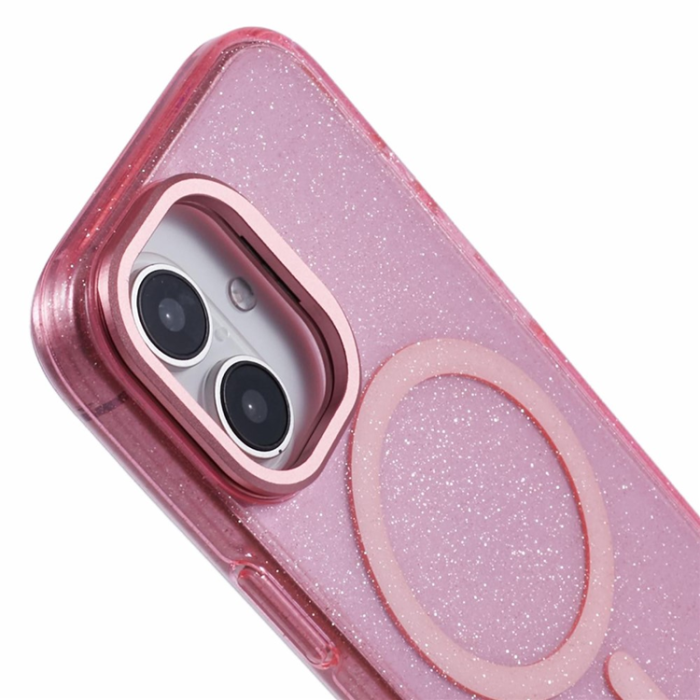 KIGC - KIGC iPhone 16 Mobilskal MagSafe Epoxy Kickstand - Rosa