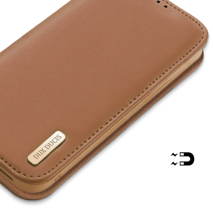 Dux Ducis - Dux Ducis iPhone 16e Plånboksfodral Äkta Läder Hivo - Brun