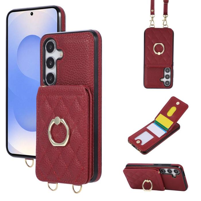 OEM - Mobilfodral för Samsung Galaxy S26 Konstläder TPU med Ringhållare - Röd