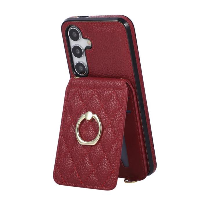 OEM - Mobilfodral för Samsung Galaxy S26 Konstläder TPU med Ringhållare - Röd