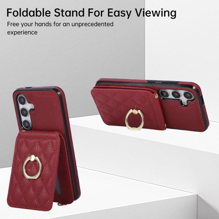 OEM - Mobilfodral för Samsung Galaxy S26 Konstläder TPU med Ringhållare - Röd