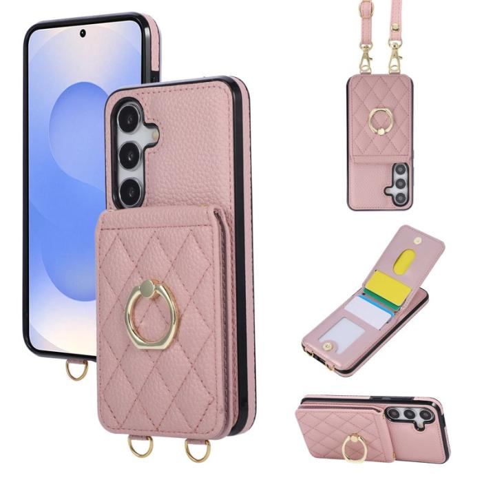 OEM - Mobilfodral för Samsung Galaxy S26 Konstläder TPU med Ringhållare - Rosa