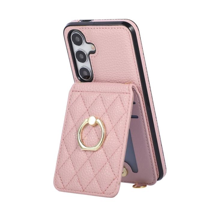 OEM - Mobilfodral för Samsung Galaxy S26 Konstläder TPU med Ringhållare - Rosa