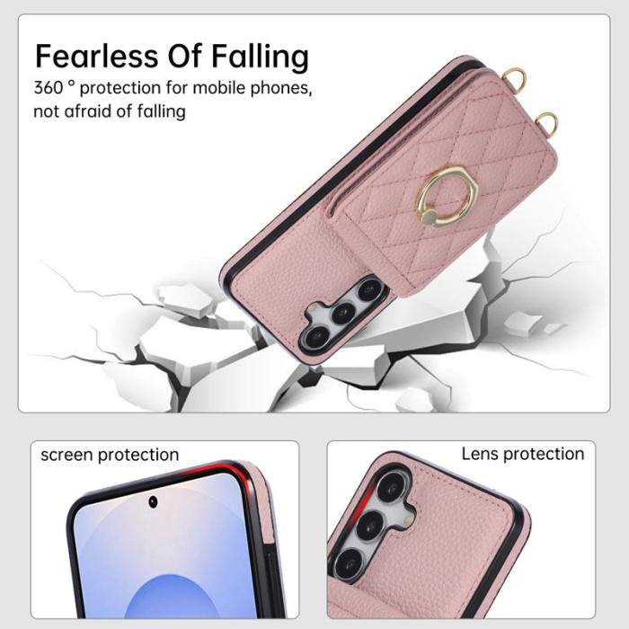 OEM - Mobilfodral för Samsung Galaxy S26 Konstläder TPU med Ringhållare - Rosa