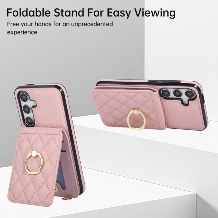 OEM - Mobilfodral för Samsung Galaxy S26 Konstläder TPU med Ringhållare - Rosa