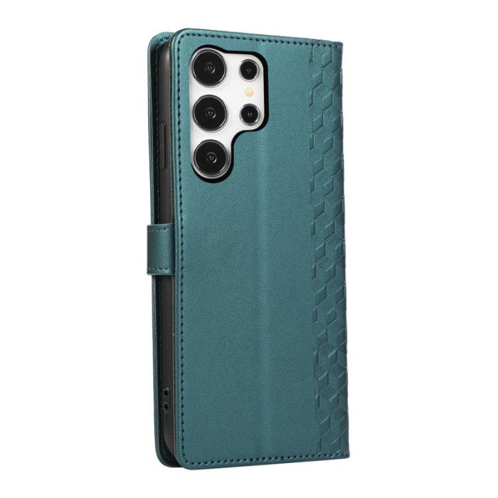 OEM - Plånboksfodral för Samsung Galaxy S26 Ultra 3D Rhombus Konstläder - Grön