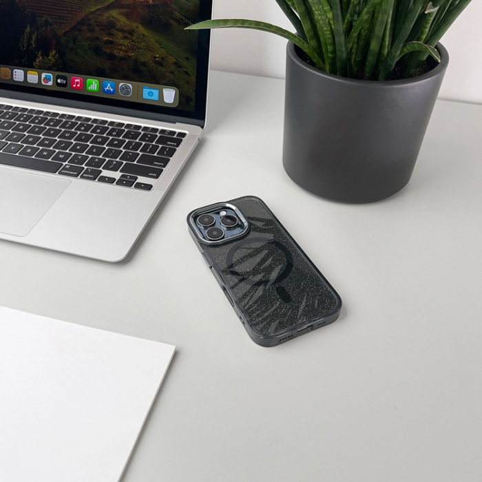 A-One Brand - iPhone 17 Pro Max Mobilskal MagSafe Glitter - Svart