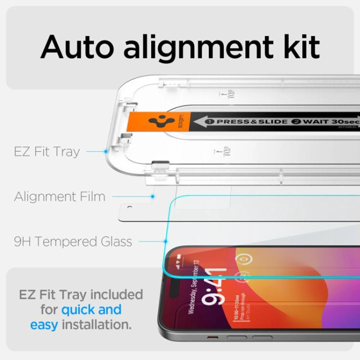 Spigen - [2-Pack] Spigen iPhone 15 Plus Härdat Glas Skärmskydd 'EZ' Fit