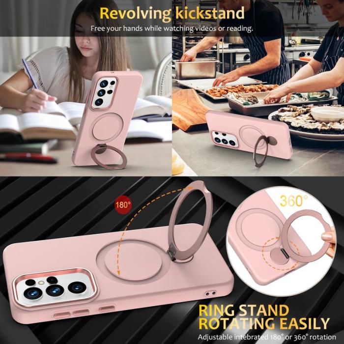 OEM - Mobilskal för Samsung Galaxy S26 Ultra Magnetiskt Ring Kickstand TPU + PC - Rosa