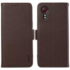 ABEEL - ABEEL Samsung Galaxy Xcover 5 Pl&aring;nboksfodral Konstl&auml;der RFID-Skydd Brun