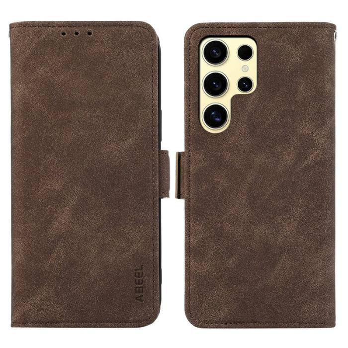 ABEEL - ABEEL Mobilskal till Samsung Galaxy S26 Ultra KonstLäder Folio Ställ - Brun