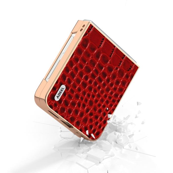 ABEEL - ABEEL Z Flip7 FE 5G Mobilskal Electroplating Röd Äkta Läder
