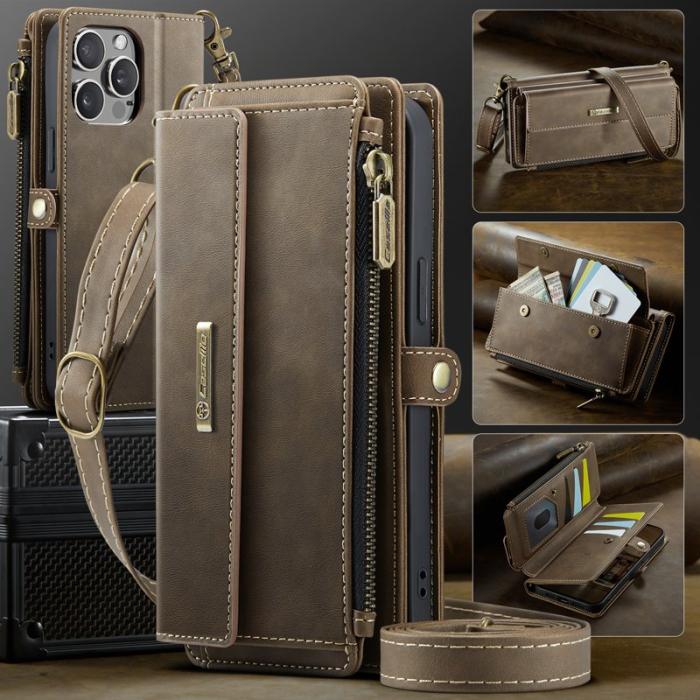 Caseme - CASEME C39 Mobilskal till iPhone 13 Pro RFID-Skydd 9 Kort Ficka Brun