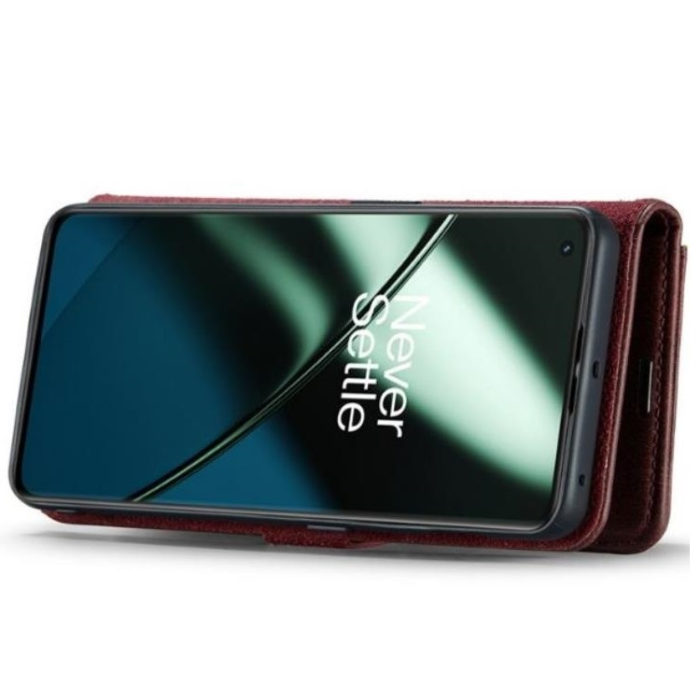 DG.MING - DG.MING OnePlus 11 Plånboksfodral Äkta Läder 2-i-1 - Röd