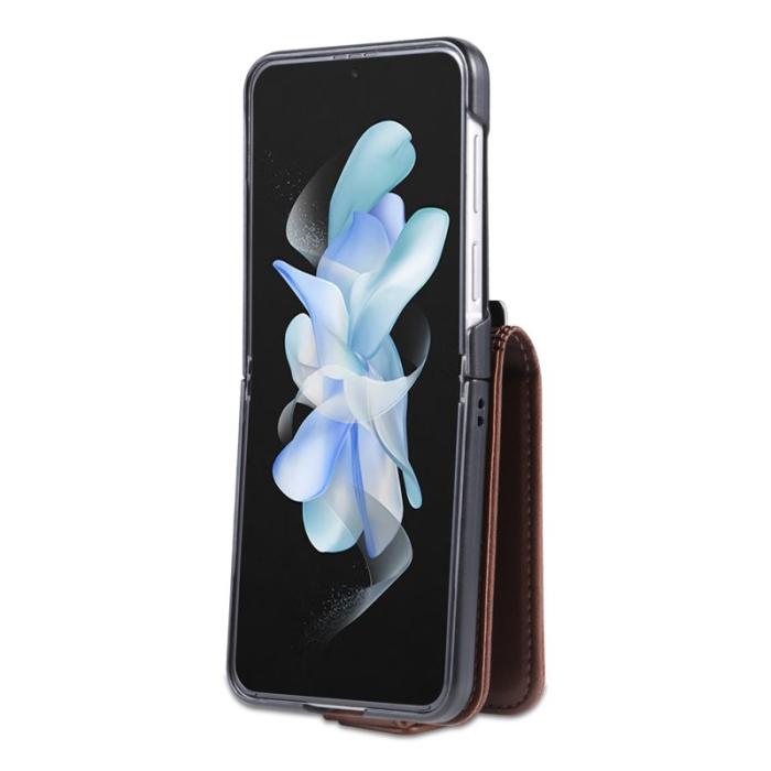 AZNS - AZNS Samsung Galaxy Z Flip4 Plånboksfodral Konstläder - Brun