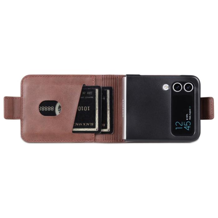 AZNS - AZNS Samsung Galaxy Z Flip4 Plånboksfodral Konstläder - Brun
