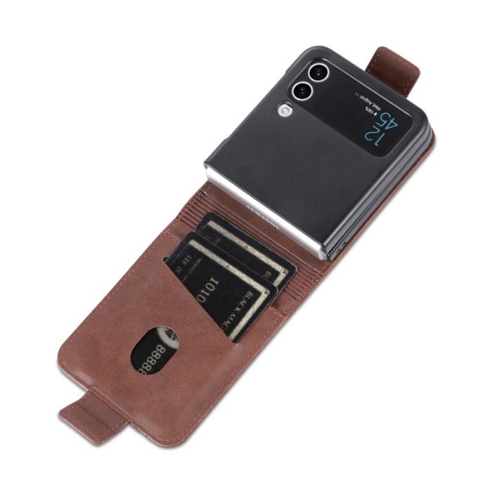 AZNS - AZNS Samsung Galaxy Z Flip4 Plånboksfodral Konstläder - Brun