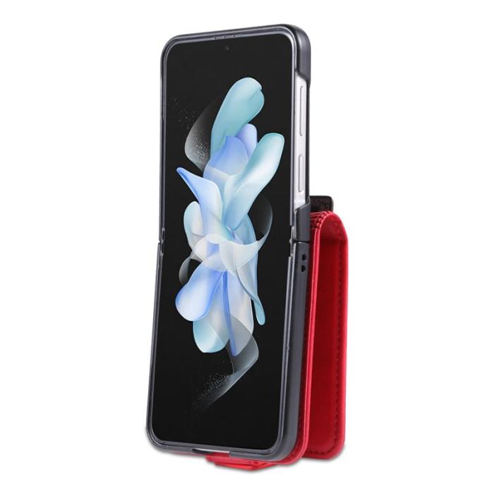 AZNS - AZNS Samsung Galaxy Z Flip4 Plånboksfodral Konstläder - Röd