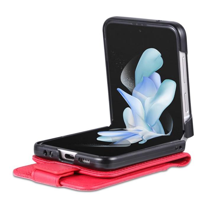 AZNS - AZNS Samsung Galaxy Z Flip4 Plånboksfodral Konstläder - Röd