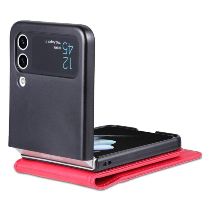 AZNS - AZNS Samsung Galaxy Z Flip4 Plånboksfodral Konstläder - Röd