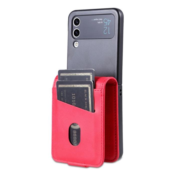 AZNS - AZNS Samsung Galaxy Z Flip4 Plånboksfodral Konstläder - Röd