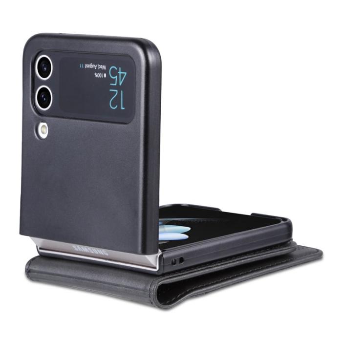 AZNS - AZNS Samsung Galaxy Z Flip4 Plånboksfodral Konstläder - Svart