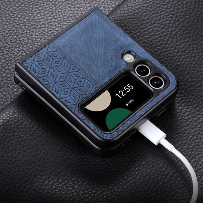 AZNS - AZNS Samsung Galaxy Z Flip4 Fodral KonstLäder - Blå