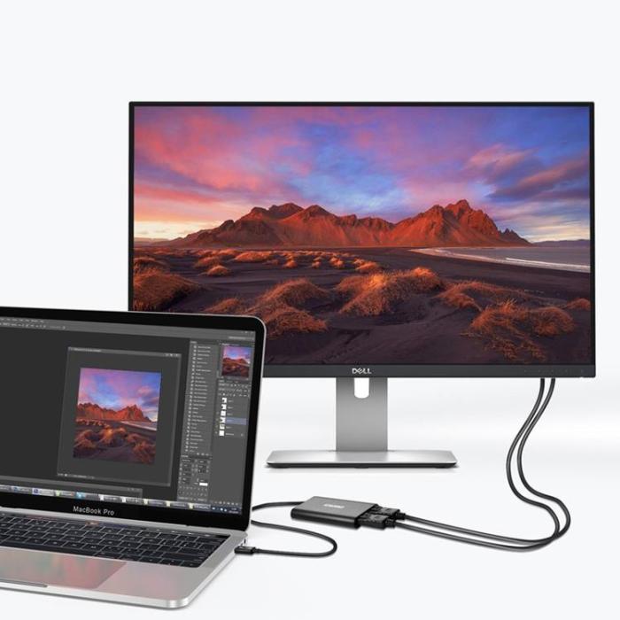 Choetech - Choetech Kontaktadapter USB-C 2x DisplayPort 4K 60Hz - Svart