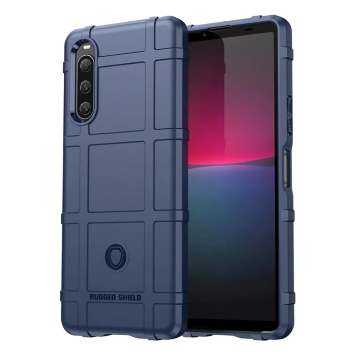 A-One Brand - Sony Xperia 10 V Mobilskal Rugged Square Grid - Blå