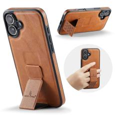 FIERRE SHANN - FIERRE SHANN f&ouml;r iPhone 17 Fodral Kickstand KonstL&auml;der - Brun