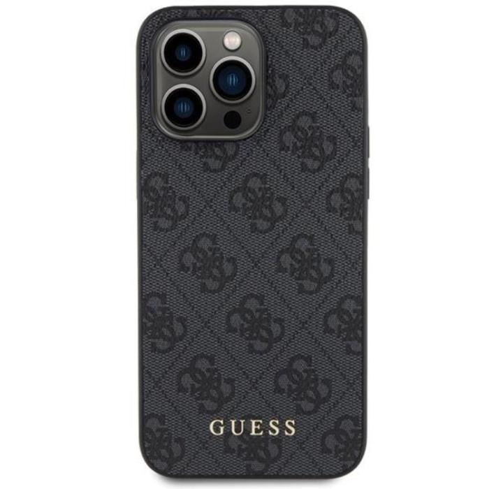 Guess - Guess iPhone 15 Pro Mobilskal Metall Gold Logo - Grå