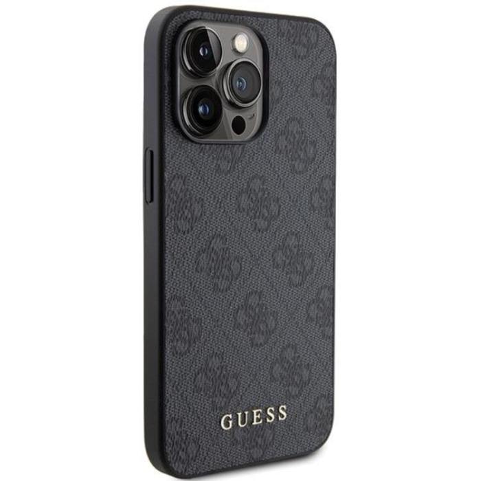 Guess - Guess iPhone 15 Pro Mobilskal Metall Gold Logo - Grå