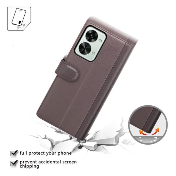 A-One Brand - OnePlus Nord 2T 5G Plånboksfodral Äkta Läder Flip Folio - Brun