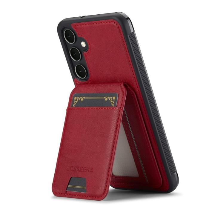 LC.imeeke - LC.IMEEKE L3 för Samsung Galaxy S25 Fodral KonstLäder - Röd
