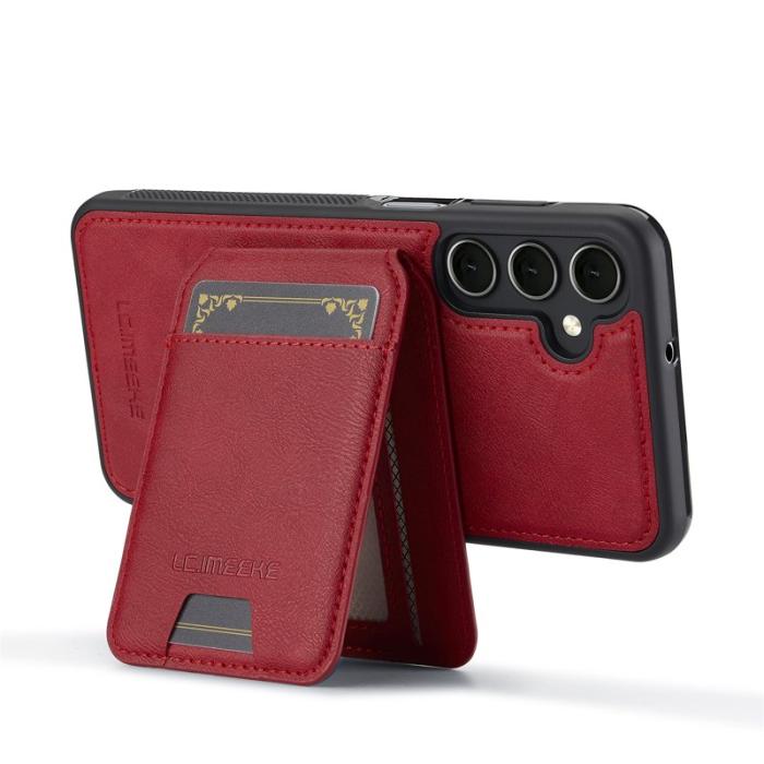 LC.imeeke - LC.IMEEKE L3 för Samsung Galaxy S25 Fodral KonstLäder - Röd