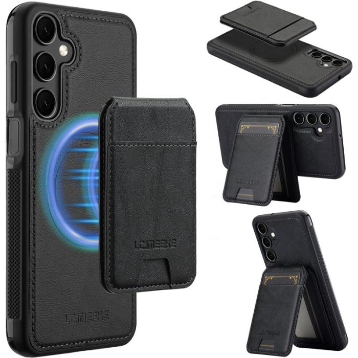 LC.imeeke - LC.IMEEKE L3 för Samsung Galaxy S25 Fodral KonstLäder - Svart