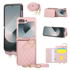 A-One Brand - Galaxy Z Flip 7 FE / Z Flip 6 Mobilskal Korthållare Kickstand Rhombus - Rosa