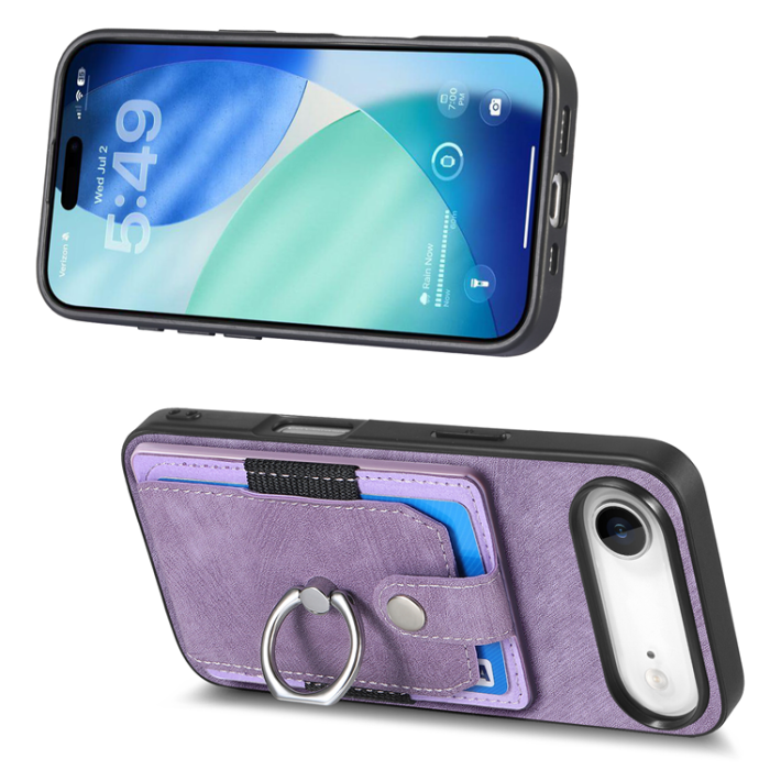 A-One Brand - iPhone Air Mobilskal med Korthållare Läder Kickstand - Lila