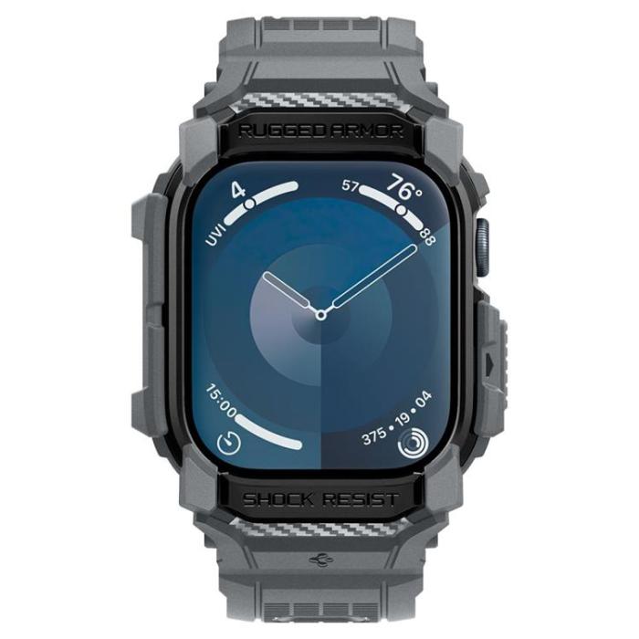 Spigen - Spigen Apple Watch 10 (46mm) Armband Rugged Armor Pro - Mörkgrå