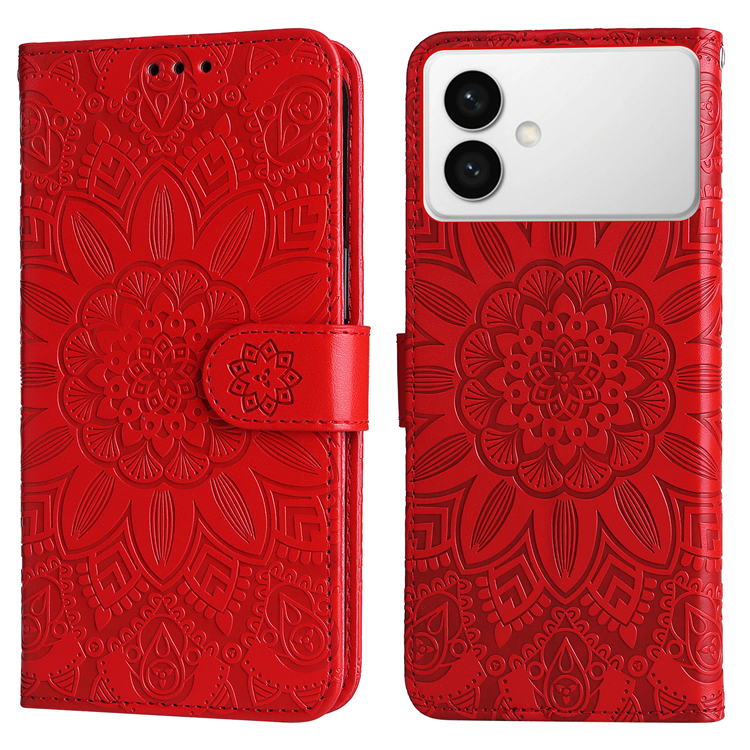 Galaxy S26 Edge Plånboksfodral Sunflower Imprint Läder - Röd | 2353 | AlltMobil
