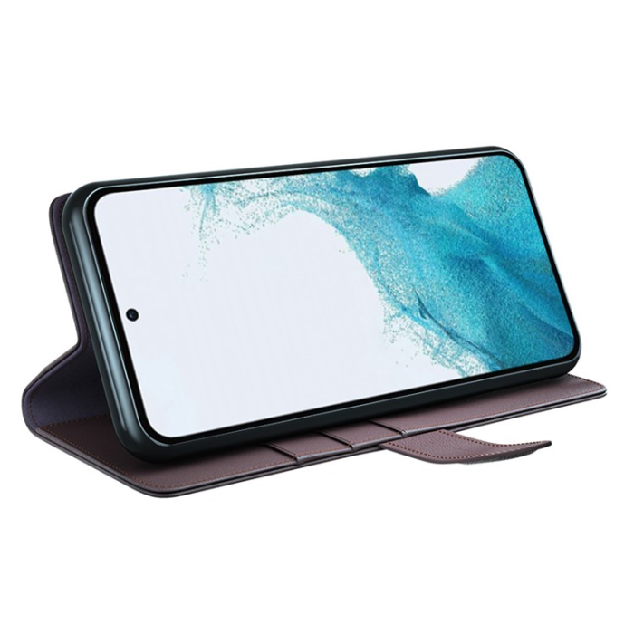 A-One Brand - Galaxy A34 5G Plånboksfodral Äkta Läder Folio Flip - Brun
