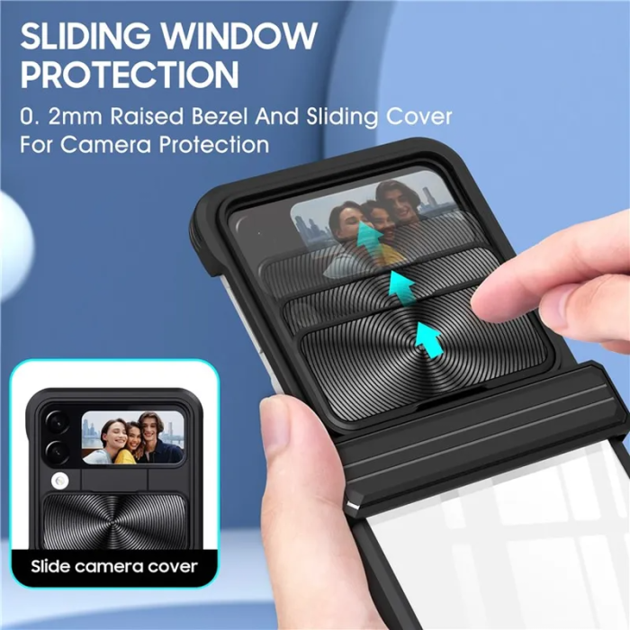 OEM - Galaxy Z Flip 4 Mobilskal 360 Kamera Slider - Svart