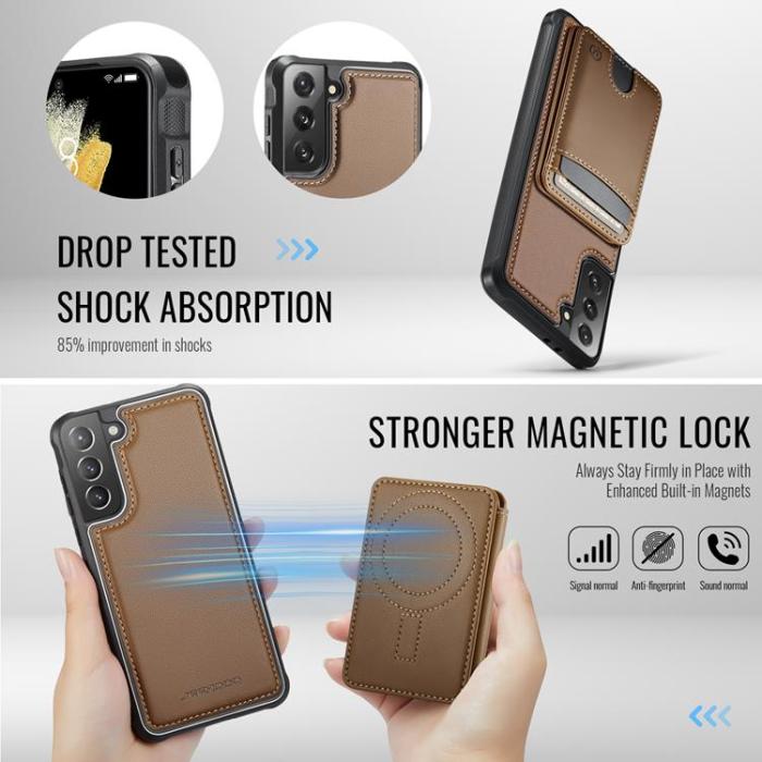 OEM - JEEHOOD Samsung Galaxy S21 5G Fodral KonstLäder - Brun