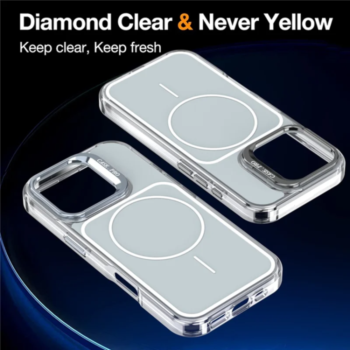 A-One Brand - iPhone 16 Pro Max Mobilskal MagSafe Lens Kickstand med Handrem - Grå