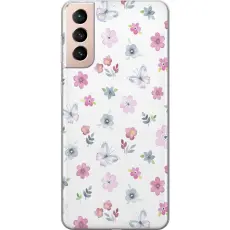 Gustaf - Mobilskal till Samsung Galaxy S21 med Blommor och fj&auml;rillar