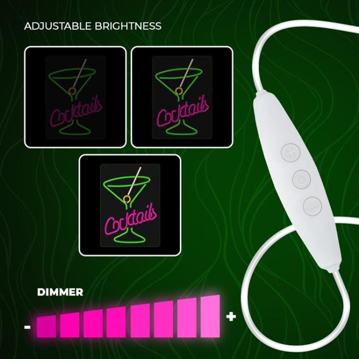 Forever Light - Forever Light LED Neon PLEXI COCKTAILS - Rosa/Grön