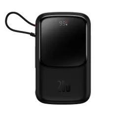BASEUS - Baseus Powerbank 10000 mAh Inbyggd Lightning Kabel - Svart