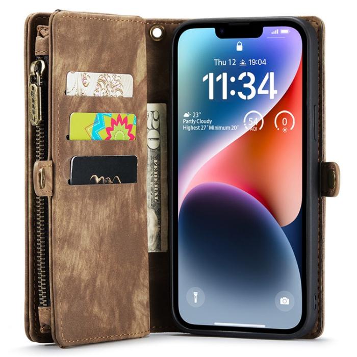 Caseme - CASEME iPhone 15 Pro Plånboksfodral 008 Detachable - Brun