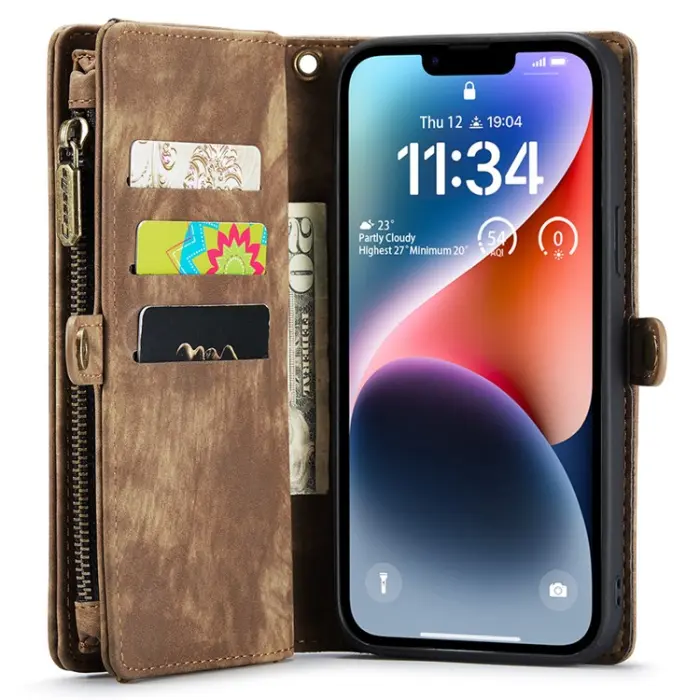 Caseme - CASEME iPhone 15 Pro Plånboksfodral 008 Detachable - Brun