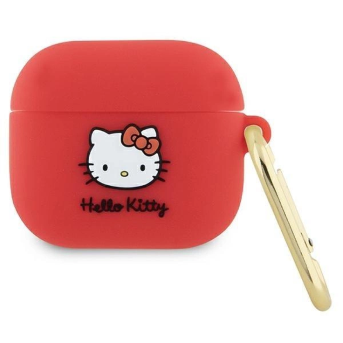 Hello Kitty - Hello Kitty AirPods 3 Skal Silikon 3D Kitty Head - Röd